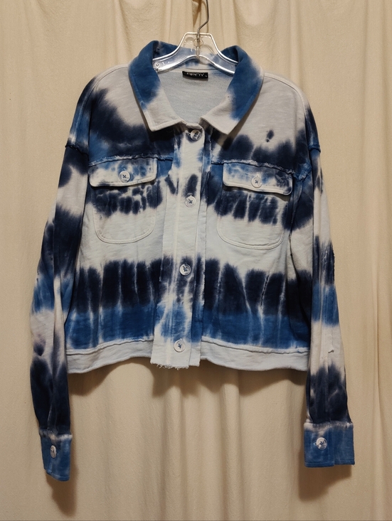 APNY Raw Edge Indigo Tie-dye French Terry Jacket, Size L - Picture 4 of 14